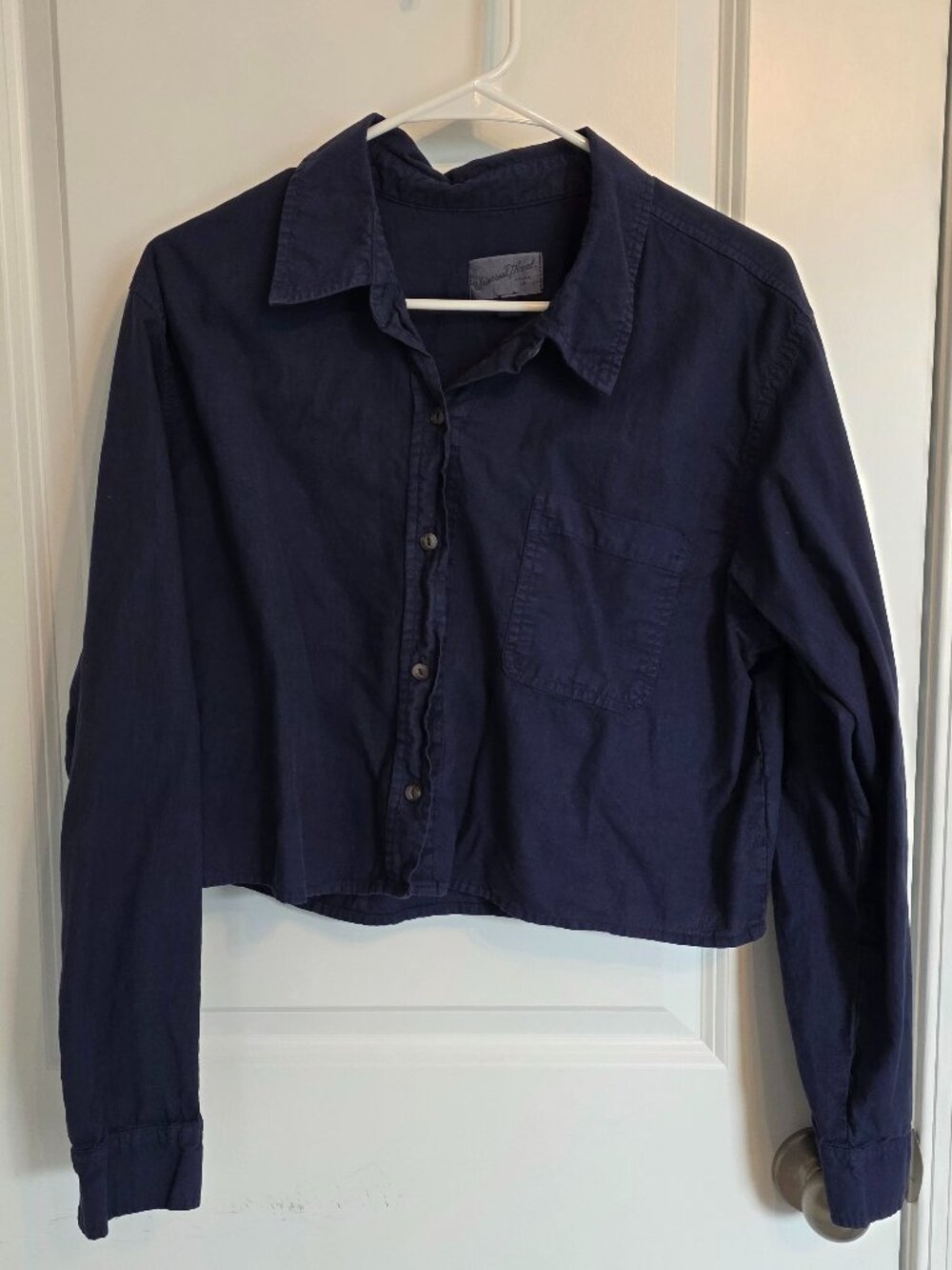 Universal Thread Navy Blue Cropped Button Down Shirt - Large